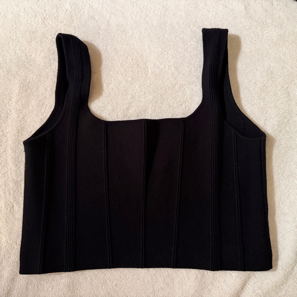 All Row Black Ribbed Women's Top